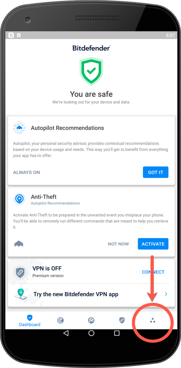 Switch Account on Bitdefender for Android