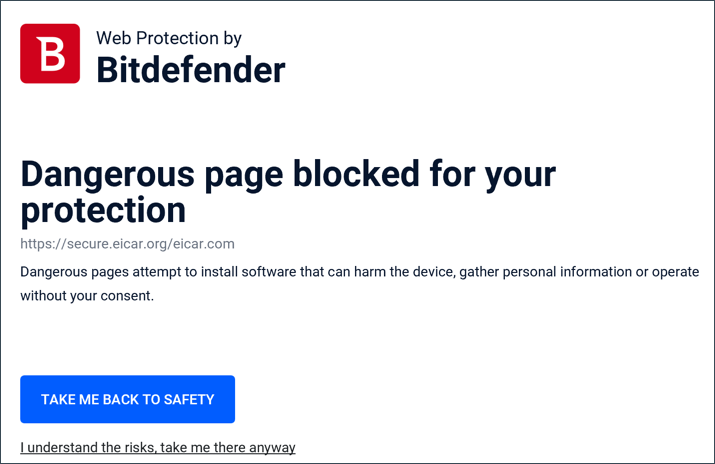 Dangerous page blocked