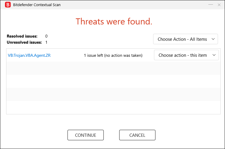 Threats found in e-mail attachments