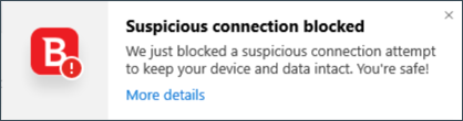 Suspicious connection blocked