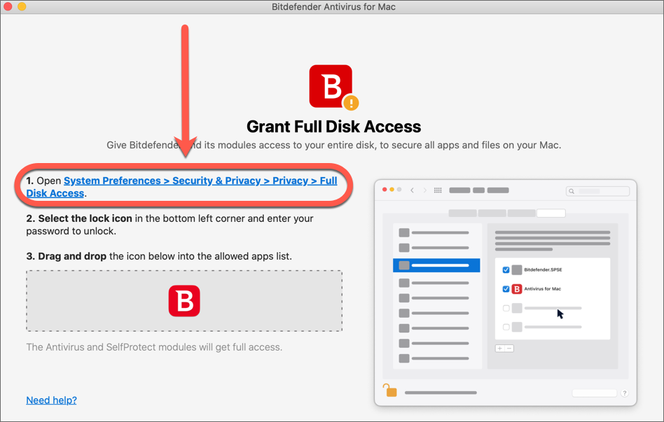 Grant full disk access on Mojave, Catalina, Big Sur, Monterey