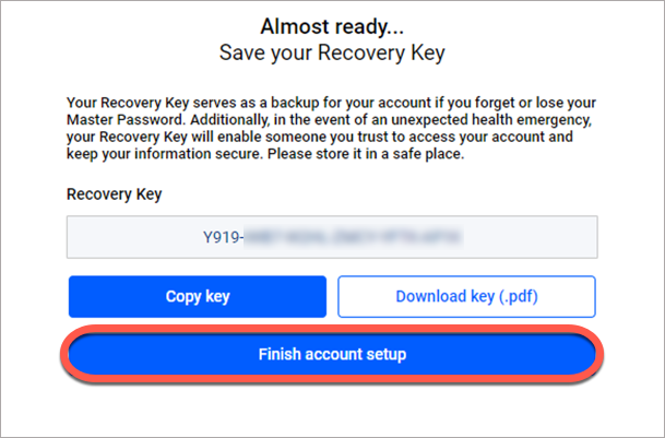 Installing the Password Manager extension to browsers - recovery key