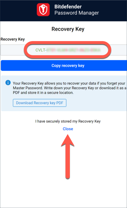 New recovery key