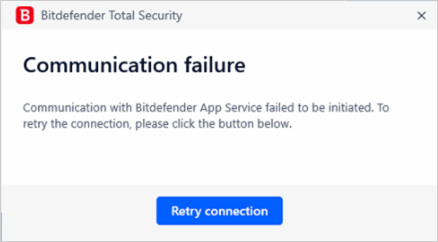 修復 "通信失敗。與 Bitdefender 應用程序服務的通信未能啓動"。