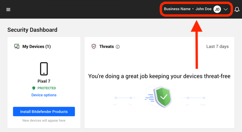 Bitdefender Central - username