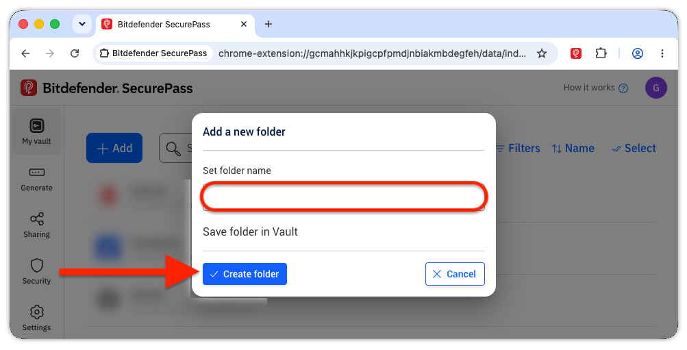 設定 SecurePass 資料夾名稱