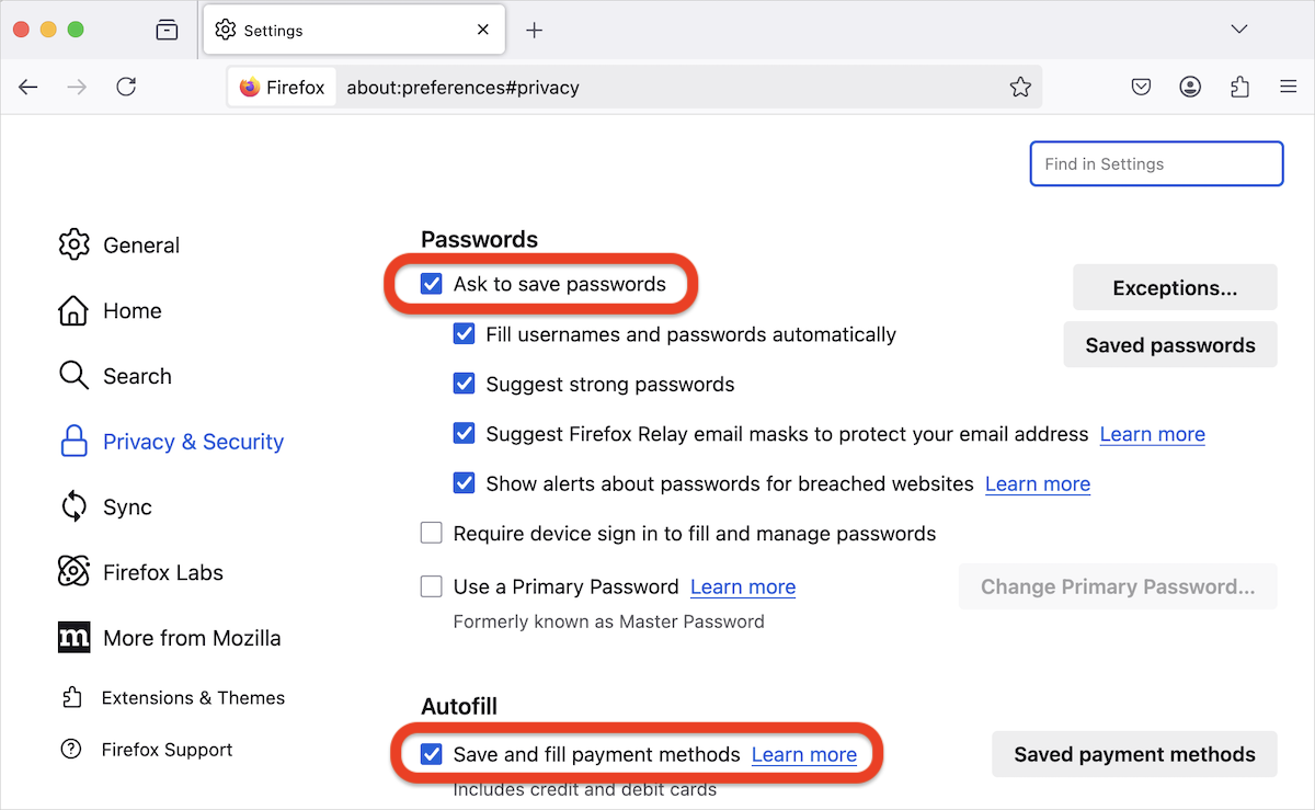停用 Firefox pssword 管理員