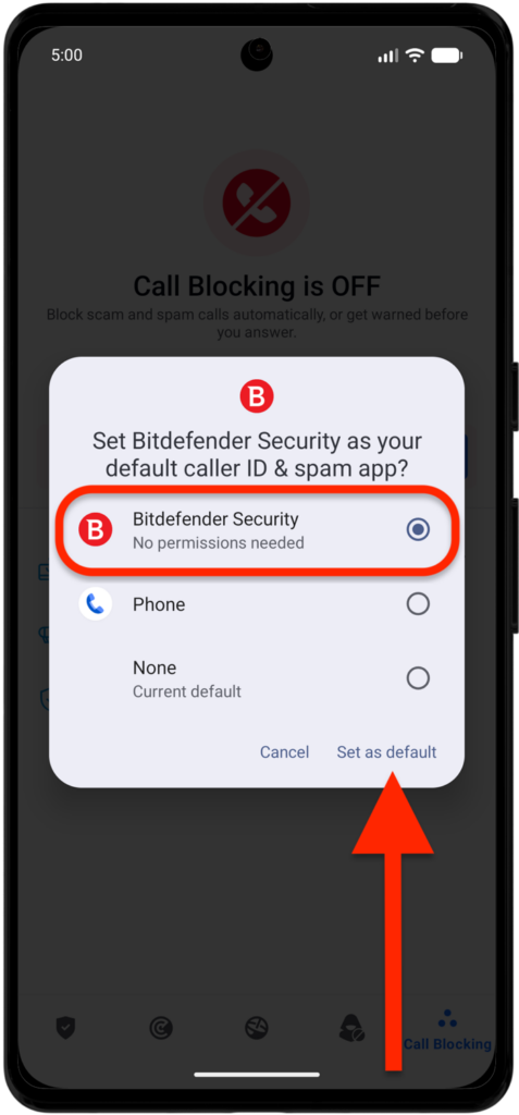 Bitdefender 安全軟體 > 設為預設