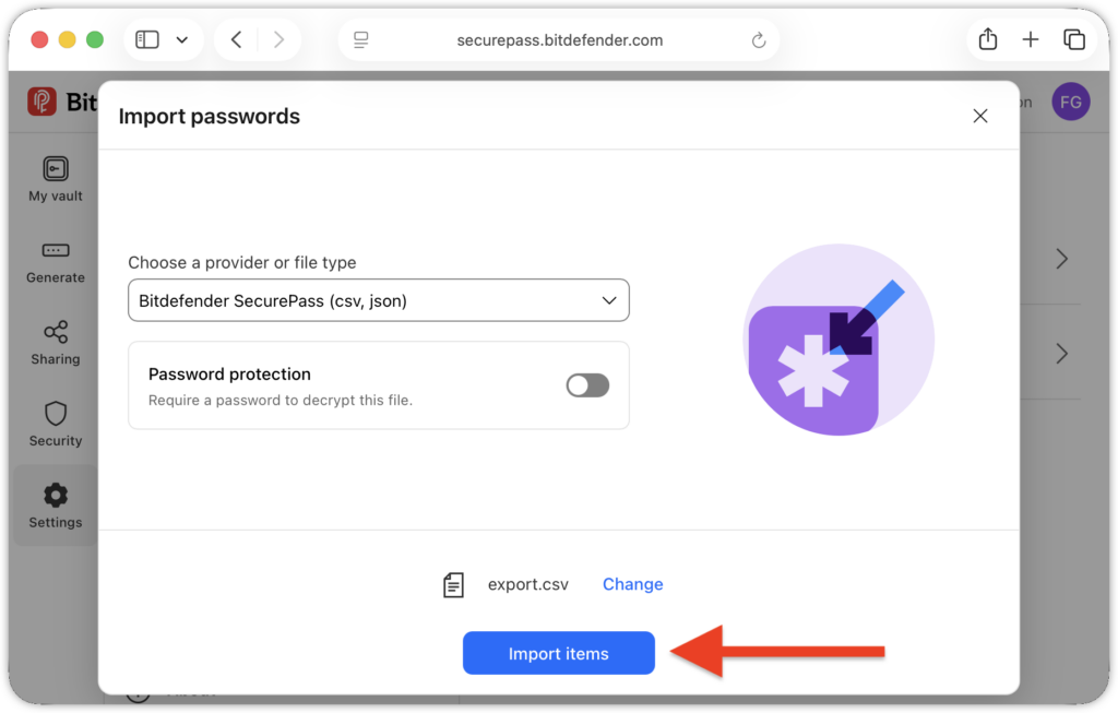 如何將密碼匯入 SecurePass