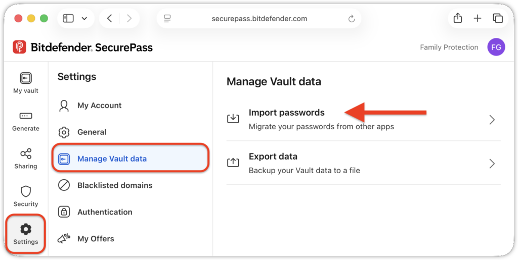 將密碼匯入 SecurePass
