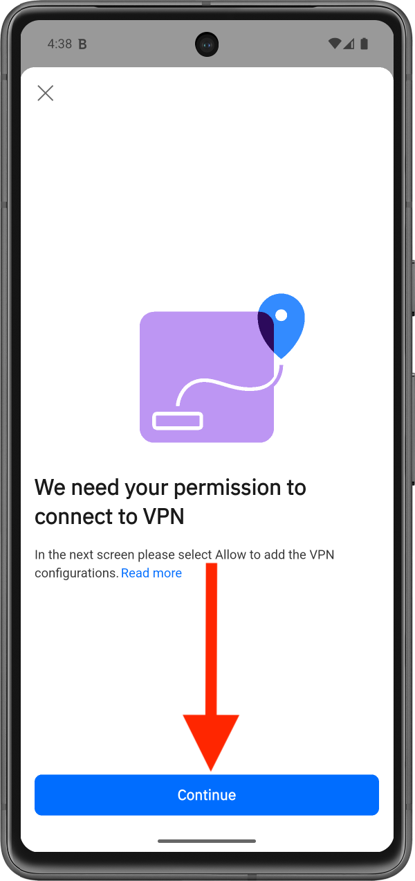 Android 版 VPN 權限設定 — 起始畫面