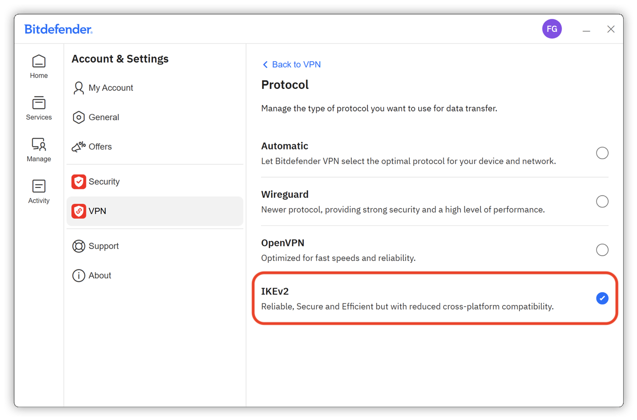 VPN 協定:IKEv2