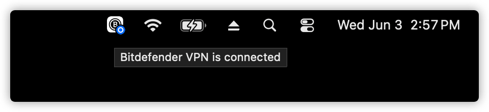 Bitdefender VPN 已連線