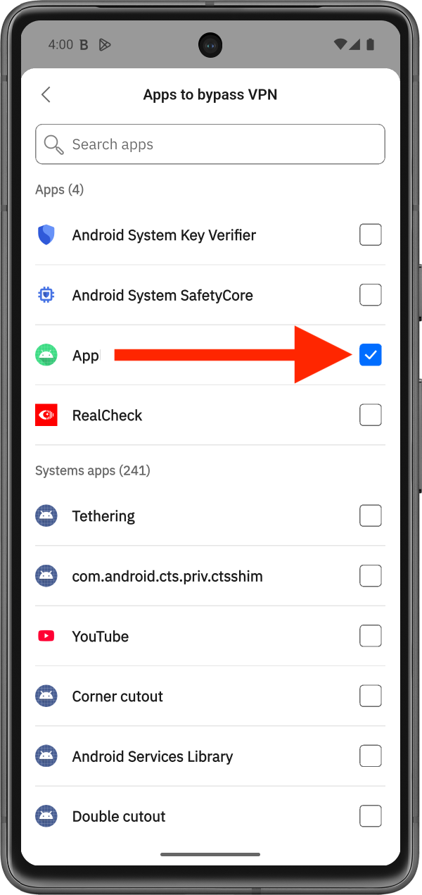 選擇應用程式 - Android 分流管道功能