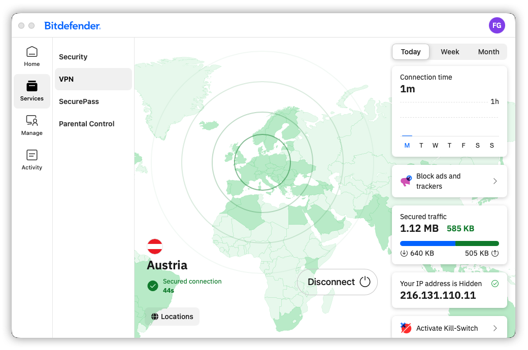 VPN 位置已變更
