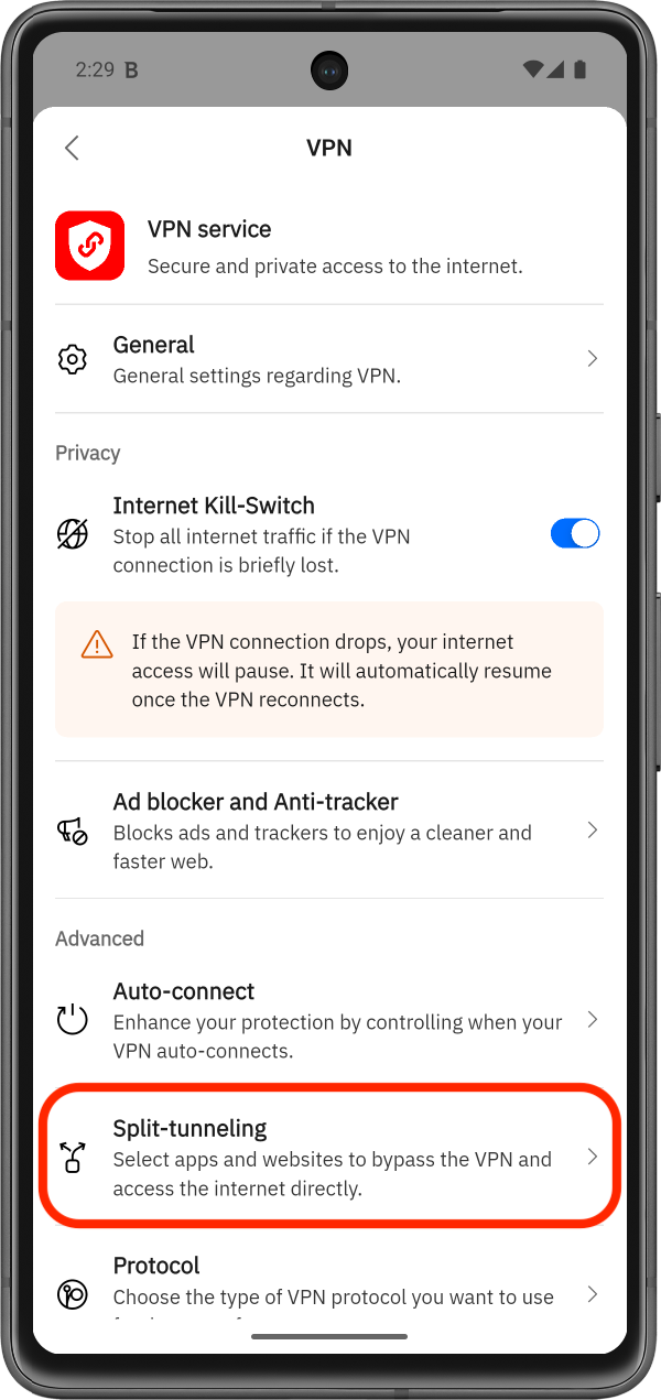 Android 的分流管道功能